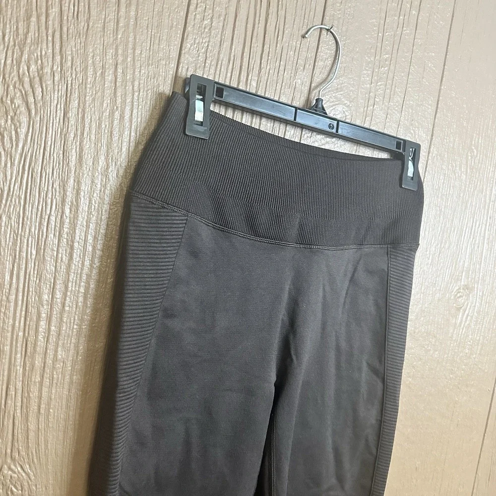 Offline By Aerie Brown Compression Leggings Sz L Ribbed Athletic Gym Loungewear - Picture 2 of 6
